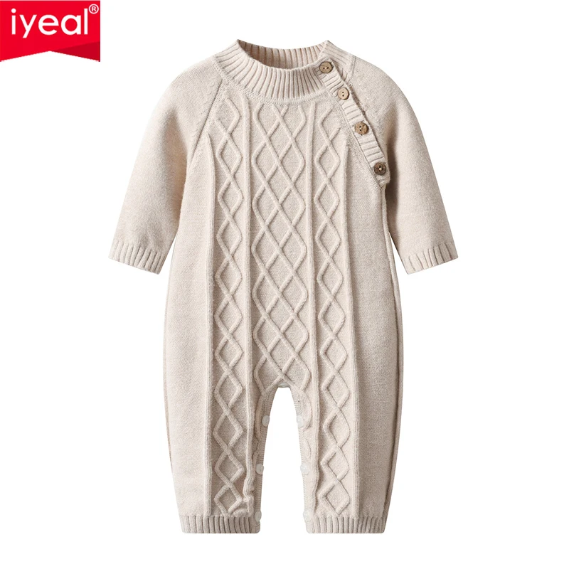 

IYEAL Baby Knitted Rompers Newborn Infant Boys Girls Knitted Jumpsuits Long Sleeve Toddler Autumn Overalls Children Outfits