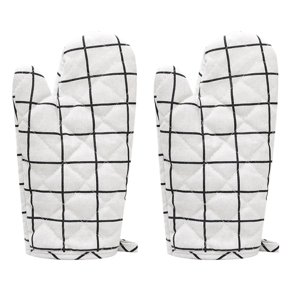

2Pcs Oven Mitts Heat Insulation Cotton Linen Pot Holders Comfortable Breathable for Hot Pots Pans Plates Bowls Trays