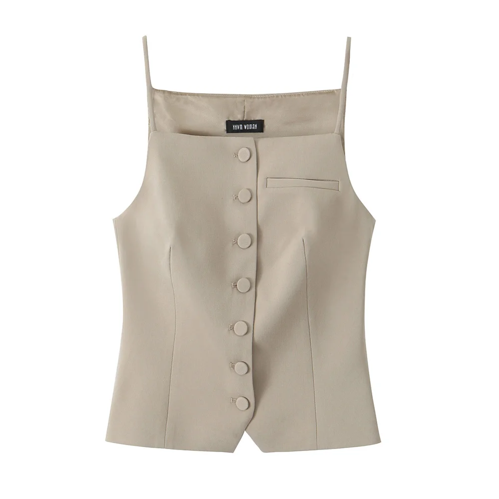 Kar&OtzaFrench square collar suit vest for women, paired with a vest, 2024 autumn collection new top