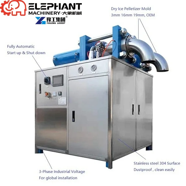 Carbon Dioxide Granule Commerical Pelletizer Dry Ice Block Cube Make Form Machine