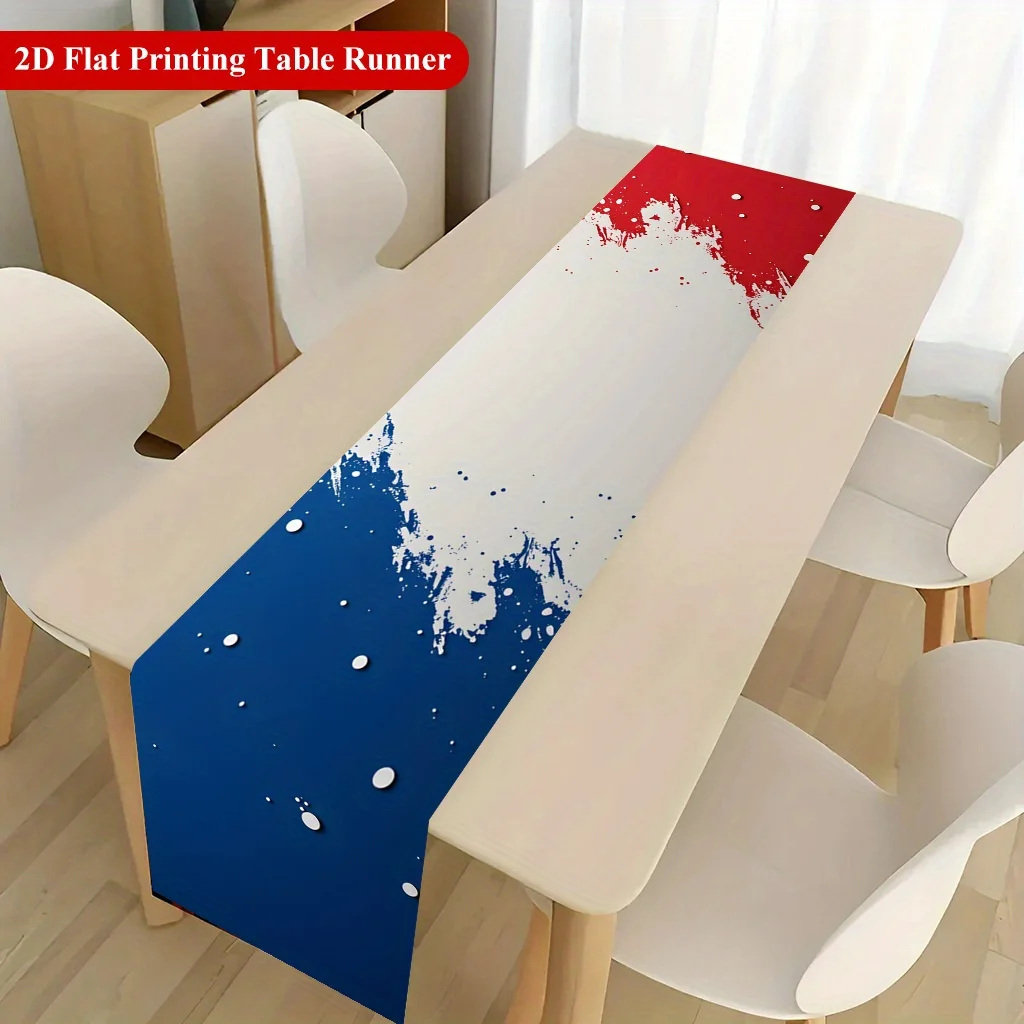 2D‑Printed French Graffiti‑Art Table Runner, Decor for Dining Table, Coffee‑Table, Gatherings, Indoor‑Outdoor Parties