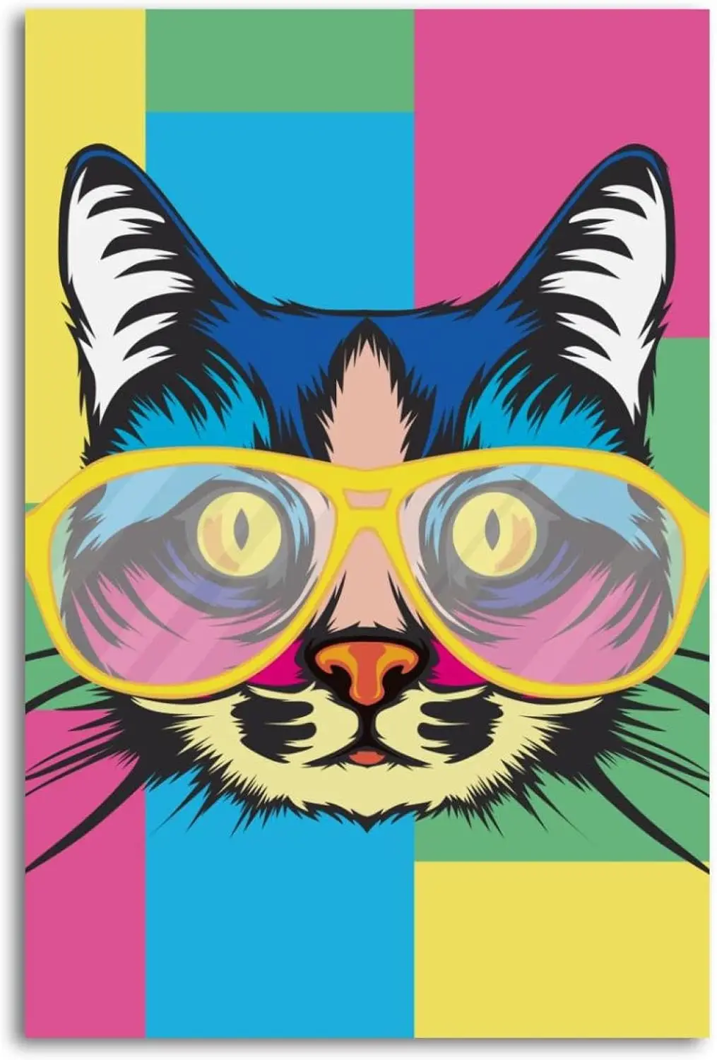 Metal Tin Signs Cat Pop Art Portrait Sign Vintage Wall Decor Tin Sign Plaque for Home Cafes Office Store Pubs Club 12x16