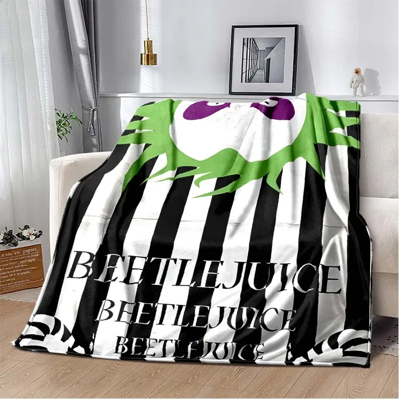 Beetlejuice Movie Fashion Blanket Retro Horror Flannel Throw Blanket Warm Plush Blanket Bedroom Living Room Sofa Picnic Blanket