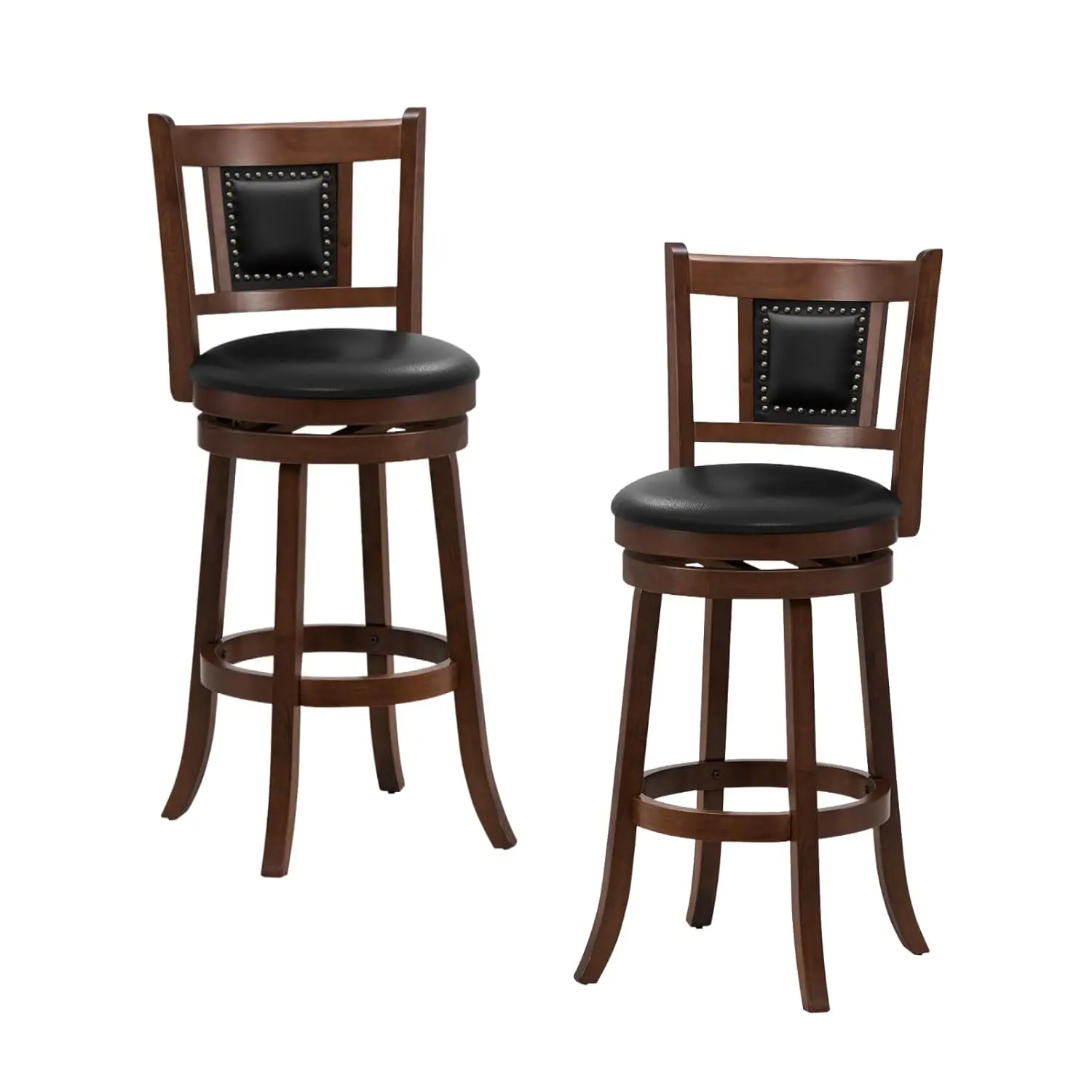 

30.5in Swivel Bar Stools PU Leather 360° Rotating Backrest & Footrest Kitchen Island 250lbs, Customized