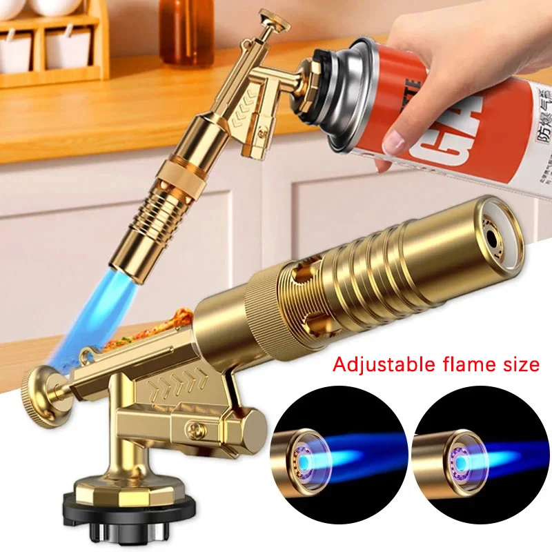 Portable Welding Gas Torch Flame Nozzle Butane Burner Outdoor Camp BBQ Lighter Flamethrower Kitchen Supplies Welding Equipment