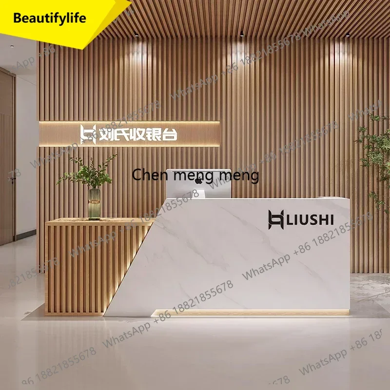 

Стойка ресепшн X188: Дизайнерская консоль, простой шкаф, стол кассира, эстетичный прилавок для салона, мебель для салона красоты