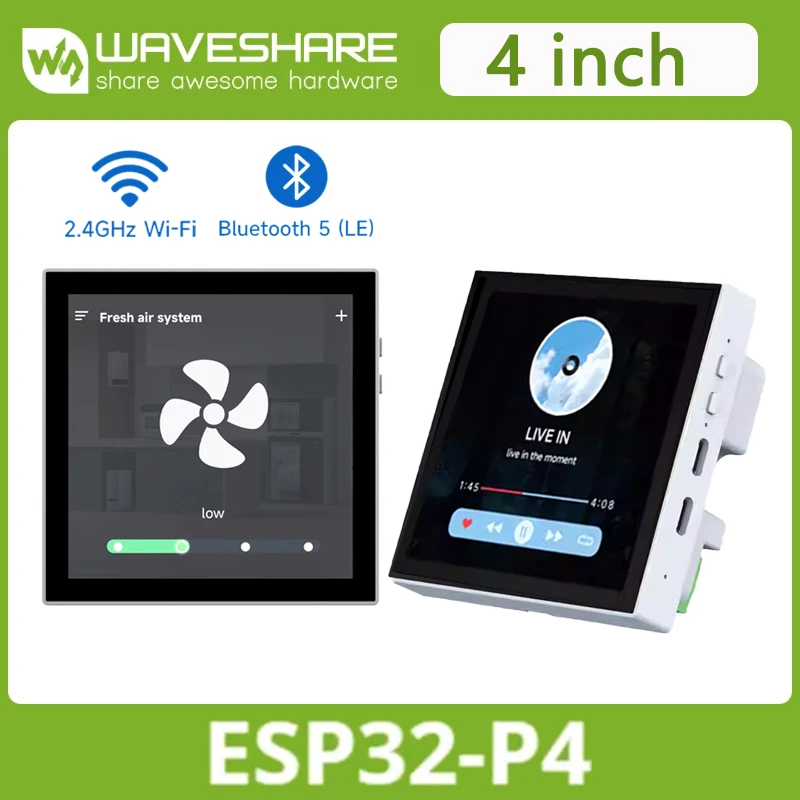 

Waveshare ESP32-P4 4-дюймовая плата Smart 86 Box Deve, сенсорный дисплей на основе контроллера ESP32-P4 на встроенной панели 720 × 720 пикселей