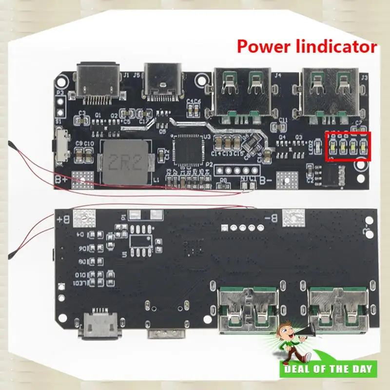 Levering 24 uur QC4.0 QC3.0 LED Dual USB 5V 4.5A 22.5W Micro/Type-C USB Mobiele Power Bank 18650 Oplaadmodule Temperatuur Pro