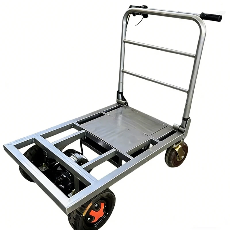 pulls sand cement electric hand push flatbed truck pulls tile truck into elevator foldable trolley