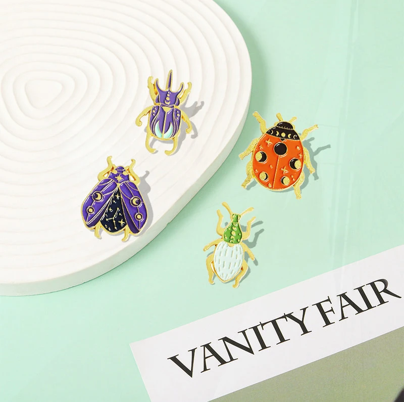 Pines Lapel Badges Cartoon Nature Jewelry Gift for Kid Friend Beetle Insect Enamel  Brooch Custom Cute Ladybird Moth