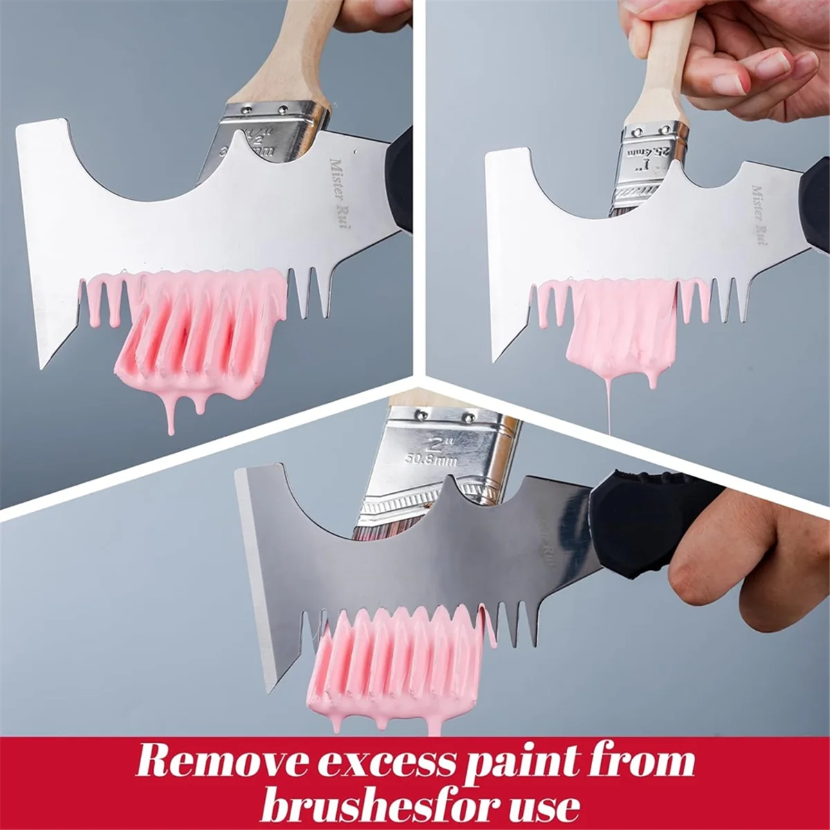 

AA25 Paint Brush 4 Piece Set, 2" Short & Long Handle, 2.5" Angled Brushes with Paint Comb, Cabinet, Roller Brushe