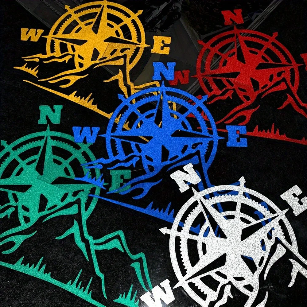 Geschikt voor auto's, vrachtwagens, motorfietsen, reflecterende motorstickers, jungleverkenningskompassen, motorhelmen, sticker