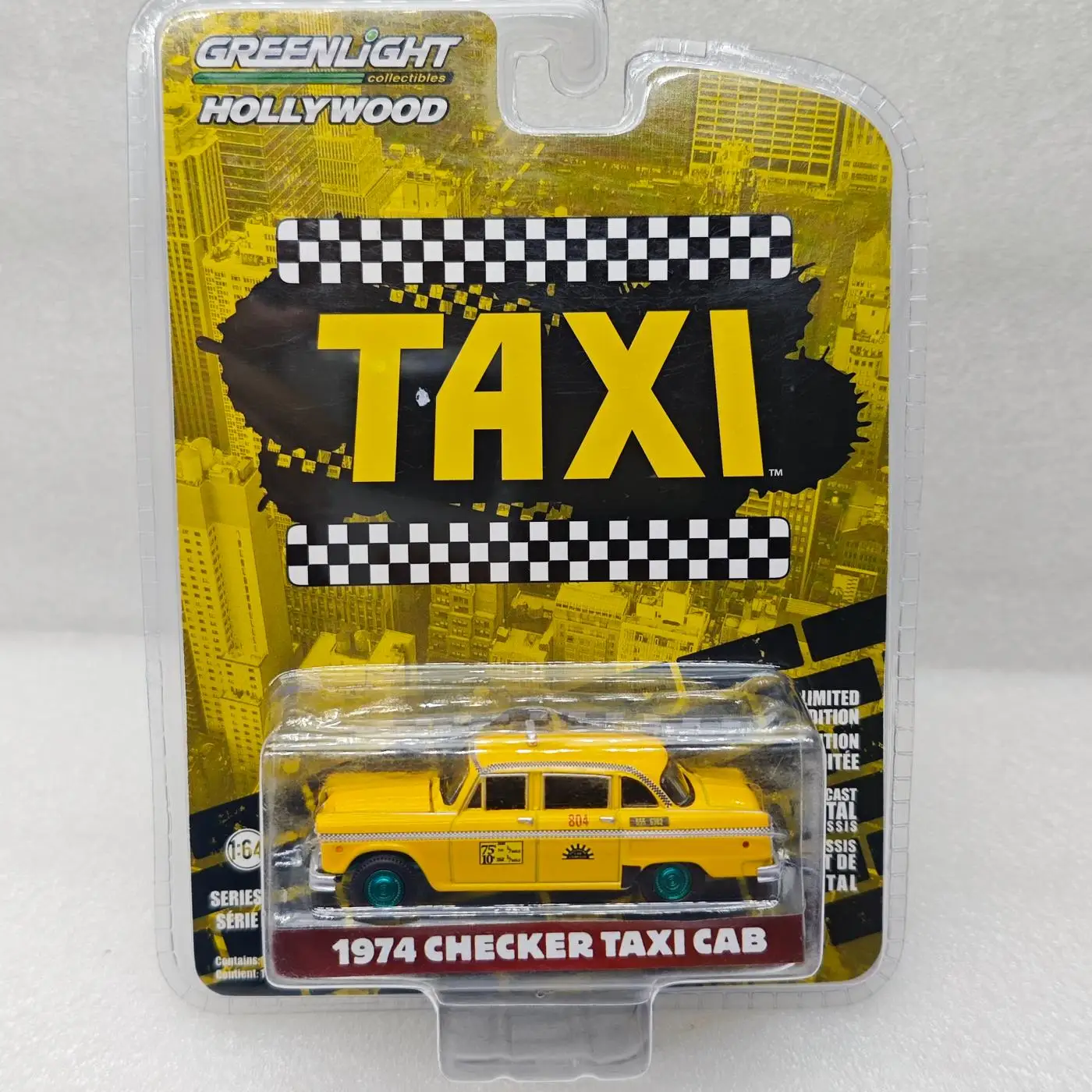 

GreenLight 1:64 1974, CHECKER TAXI CAB, имитация литья под давлением автомобиля, модель из металлического сплава, украшение автомобиля, коллекция подарков