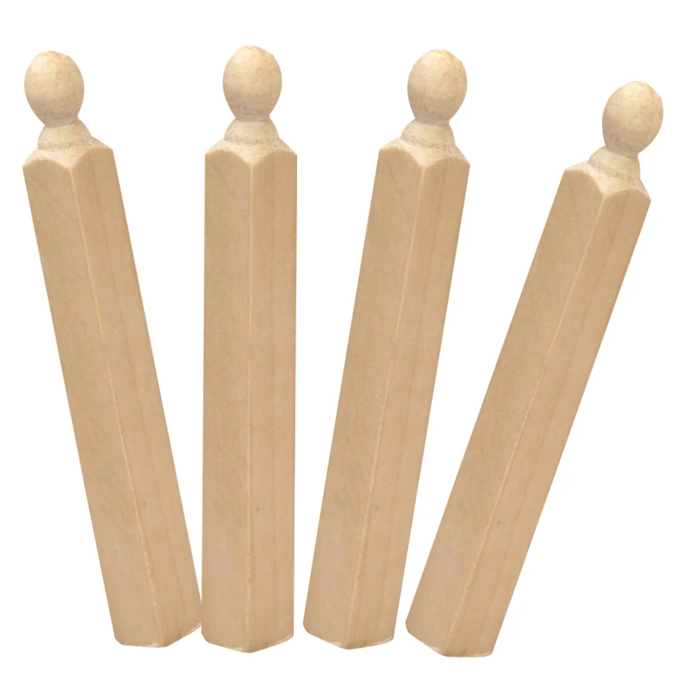 4 Pcs House Furniture Dollhouses Wood Pillar for Micro Scene Accessories Miniature Model Birch Newel Posts Pillars