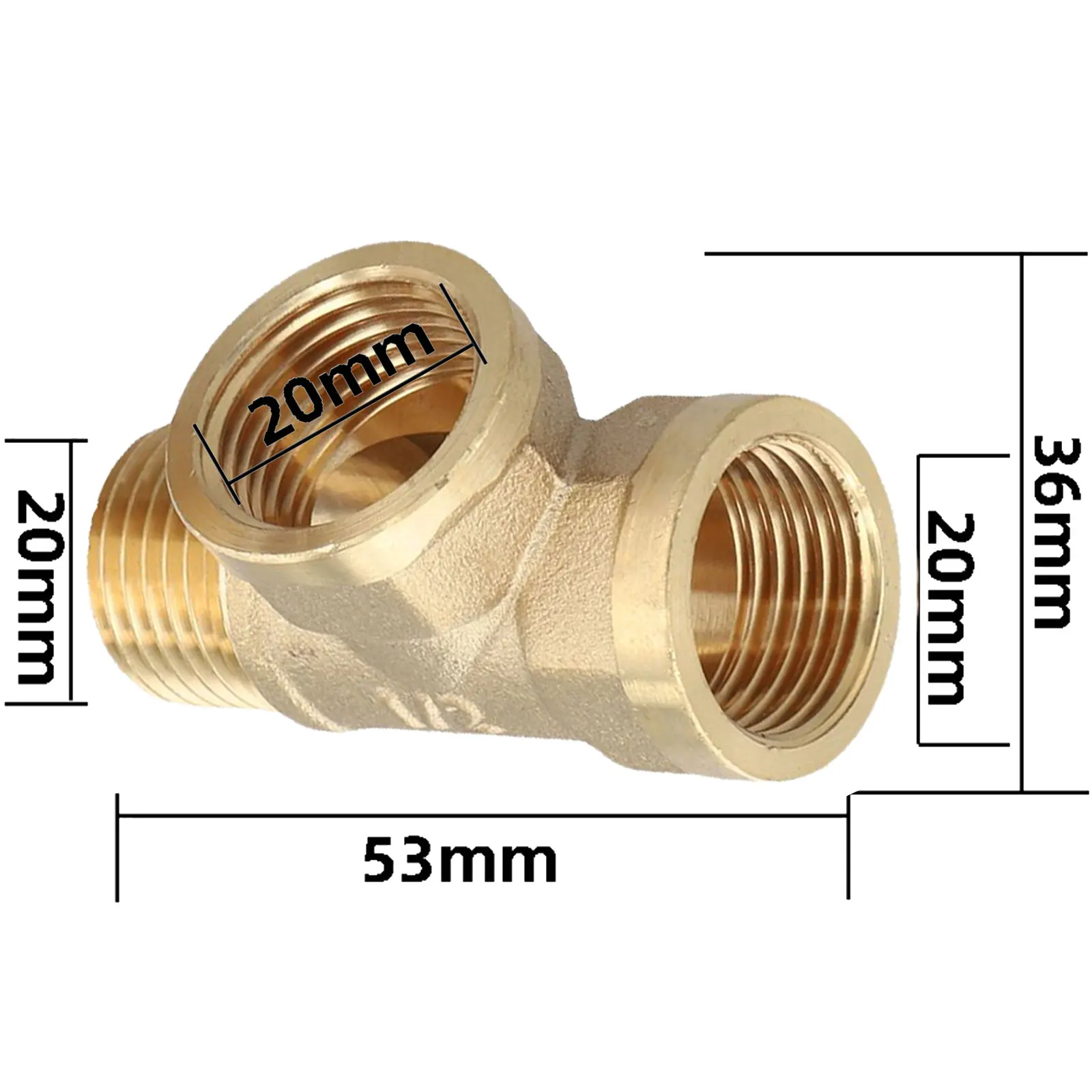 DN15 Pipe Fitting Brass T-tube Broad Usage Range Easy Installation Process Leak-proof Design For Pipe Connection 20mm