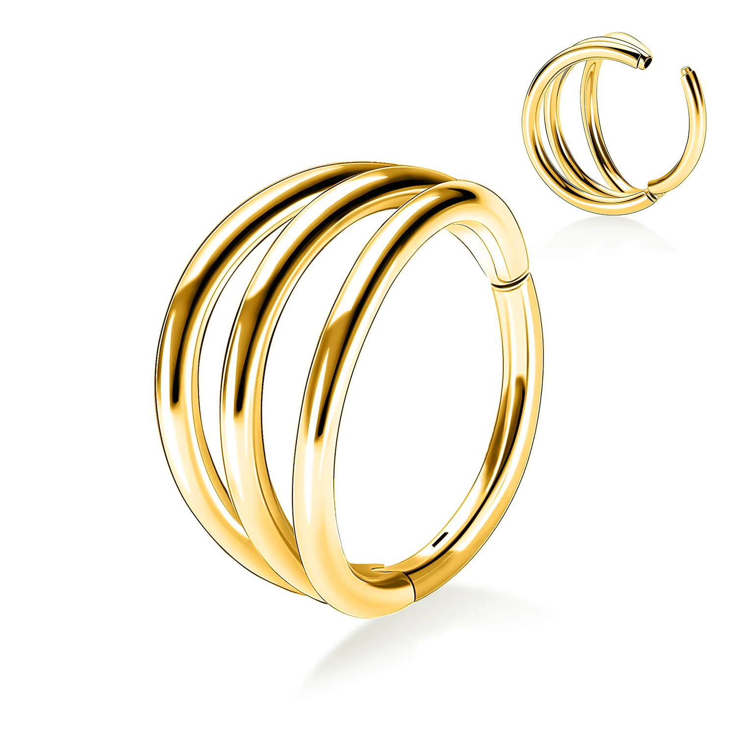 Triple Hoop Nose Ring in Stainless Steel