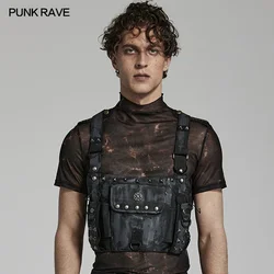 PUNK RAVR Men's Punk Rivet Heavy Industry Doomsday Cool Functional Backbag Poket Bag Accessories Waist Packs