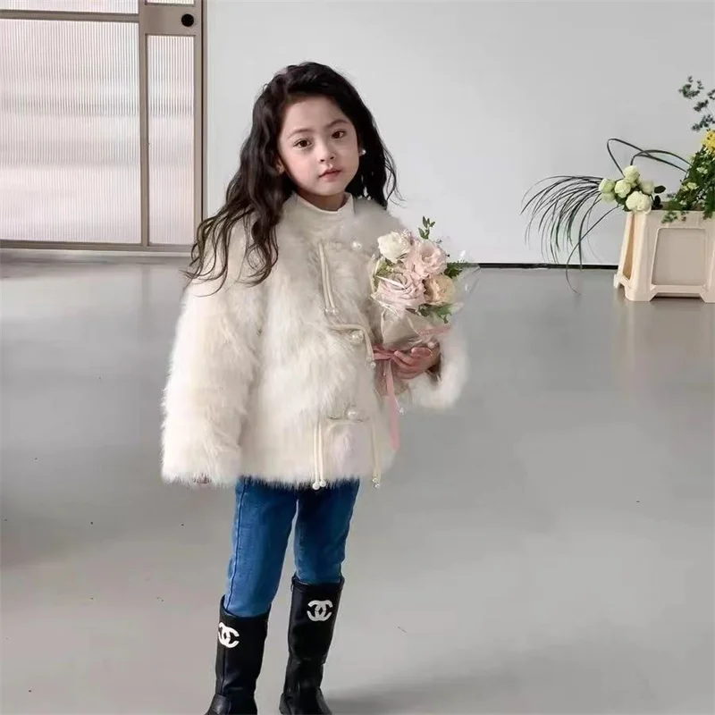 Girls Coat Jacket Winter Cotton Windbreak 2023 Pink Warm Plus Thicken Velvet Furs School Outwear Children\'s Clothing