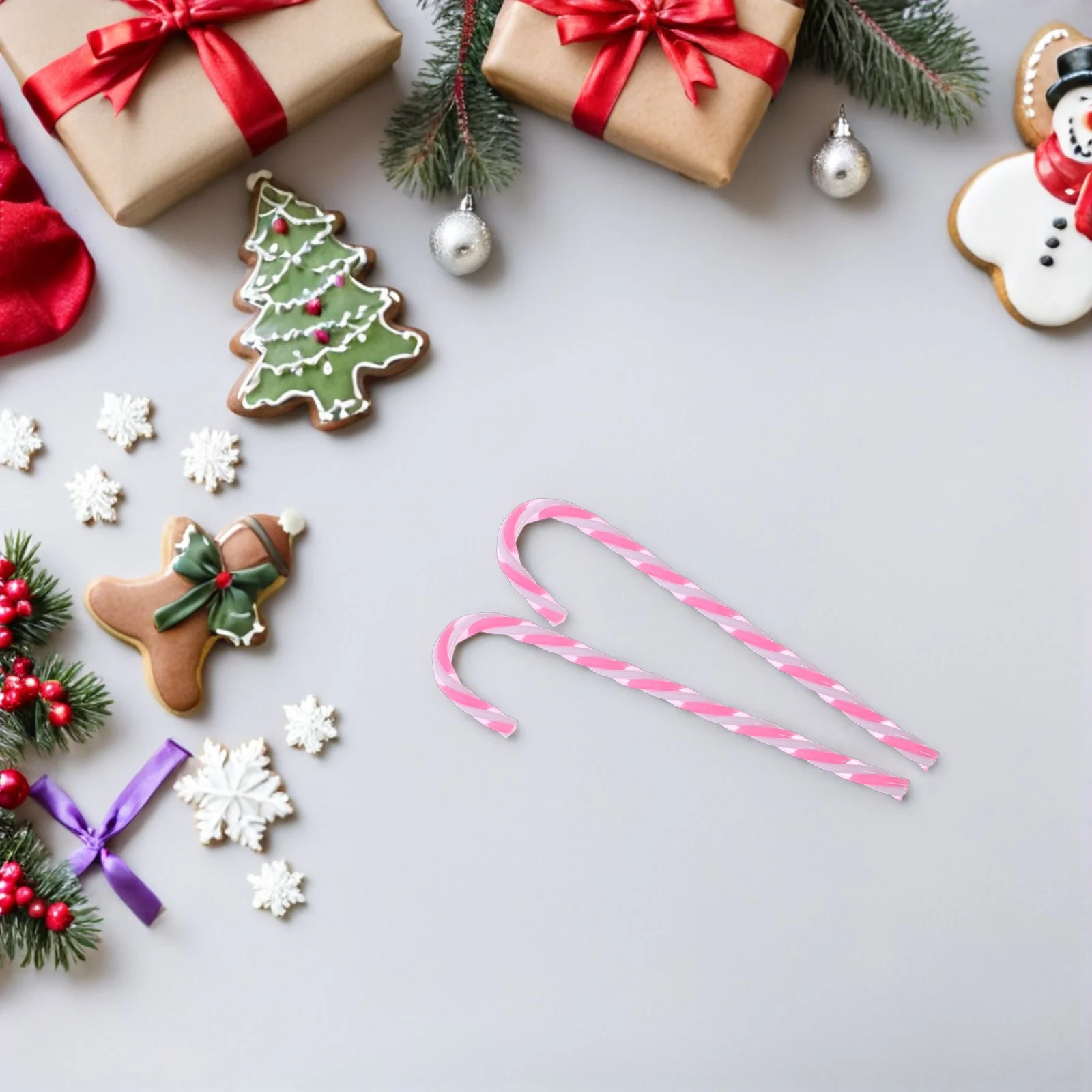

12pcs Pink Twisted Crutch Candy Canes Plastic Christmas Tree Hanging Decorations Mini Fake Candy Cane Pendant For
