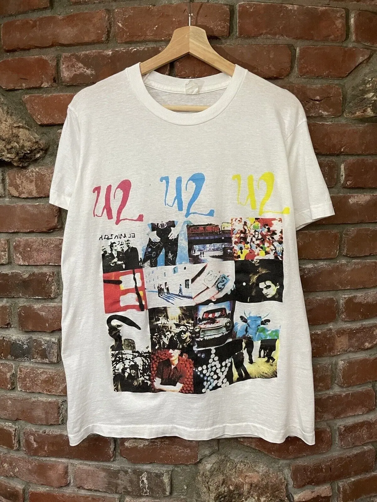 

U2 Vintage 90s Zoo TV Tour 92 Achtung Baby Cover Parking Lot Boot *2side Shirt