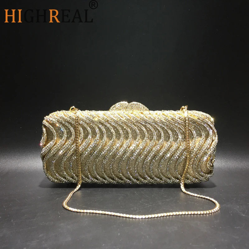 

Вечерние сумки с волнистыми бриллиантами, великолепные сверкающие стразы, металлические клатчи, кошельки, женские блестящие сумки, свадебная вечеринка