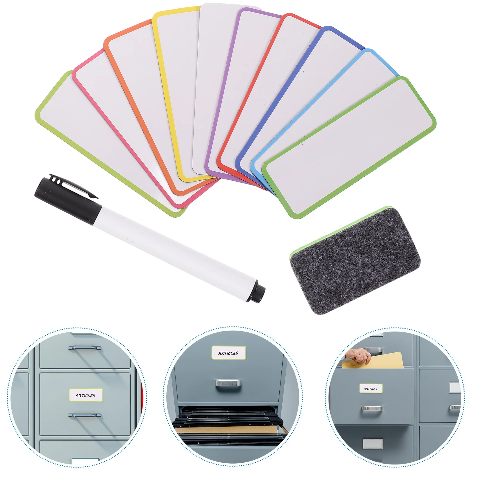 

60Pcs Magnetic Dry Erase Labels Reusable Writable Erasable Name Tags for File Cabinets Lockers Whiteboards Classroom