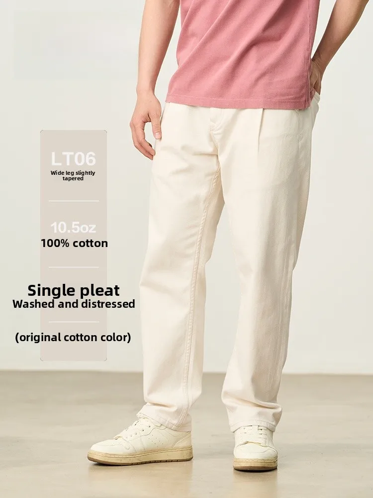 

Simwood Ultra Soft Cotton Wide Leg Men's Jeans Single Pleat Low Waist Casual Sle Youth ular Cotton Denim Jeans