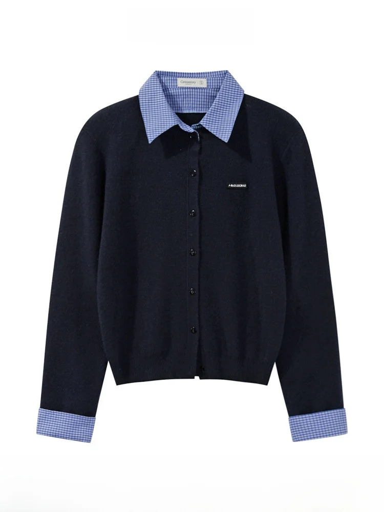 

Soft Cozy Plaid Patchwork Knitwear Women's Sle Autumn Winter New Arrival Korean Commute Sle Long Sve Slim Fit Cardigan