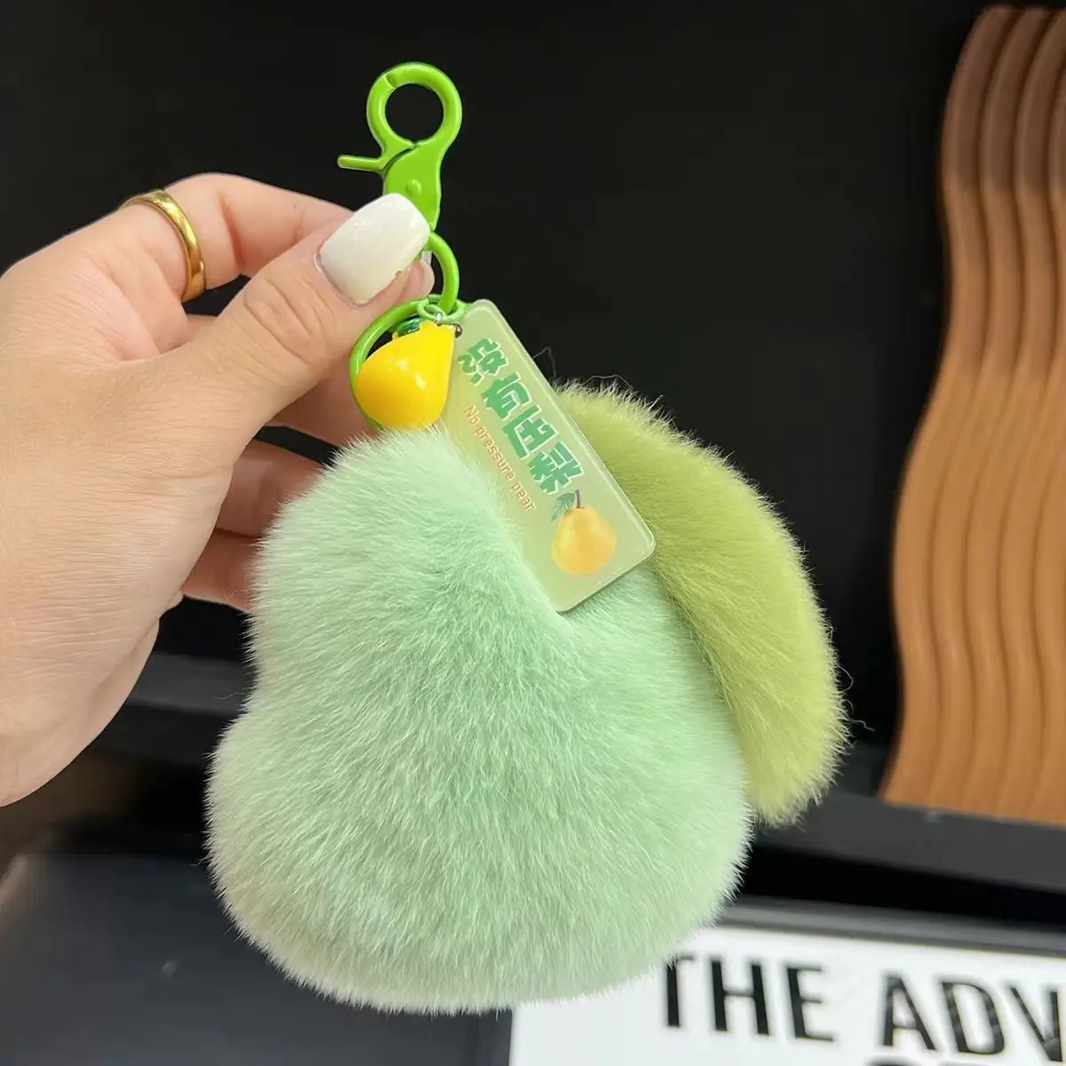 Real otter rabbit fur cute fruits pears car key chain pendants various bag pendants women's clothing accessories