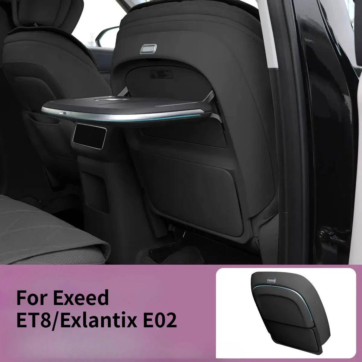 Mesa Elétrica Dobrável Pequena com Carregamento Sem Fio e Luz Ambiente para Acessórios de Interior de Carro Exeed ET8/Exlantix E02