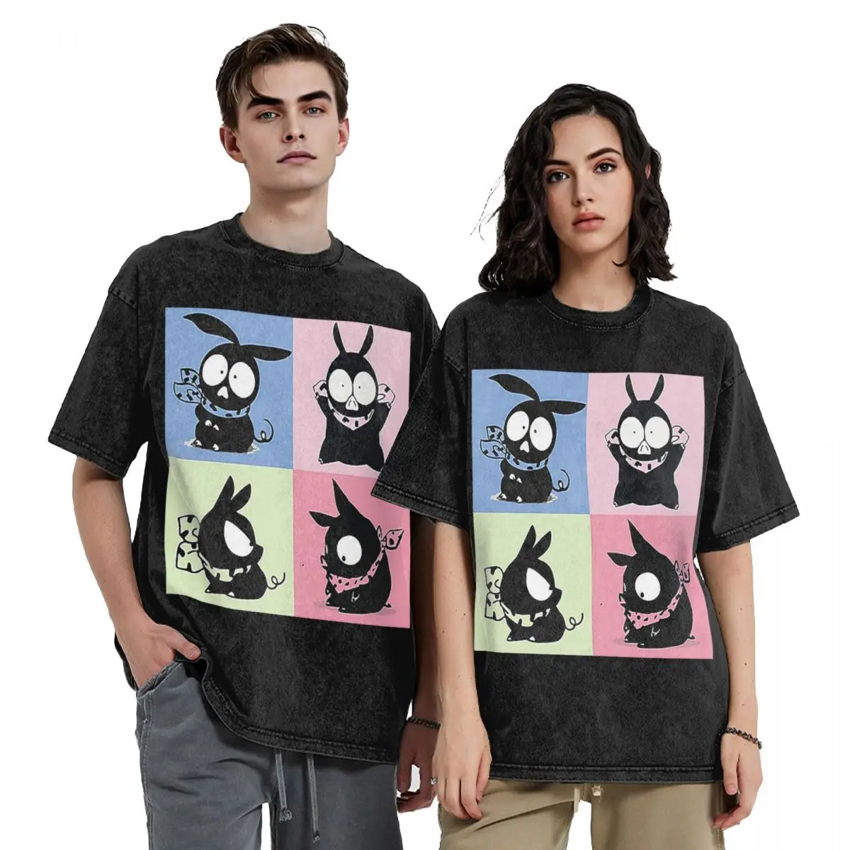 

P Chan Ranma Hip Hop Short Sleeve T-Shirts Washed Tops Tees Streetwear T Shirt Harajuku for Men Women