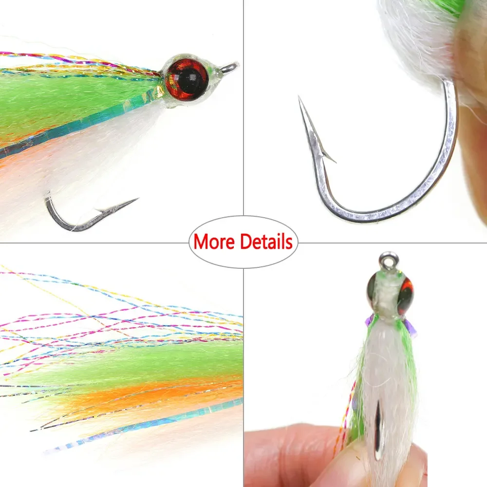 Bimoo #1 2/4pcs 4.13inch 3D Fish Eyes Minnow Streamer Synthetic Fiber Baitfish Fly Trout Bass Salmon Steelhead Fishing Lures