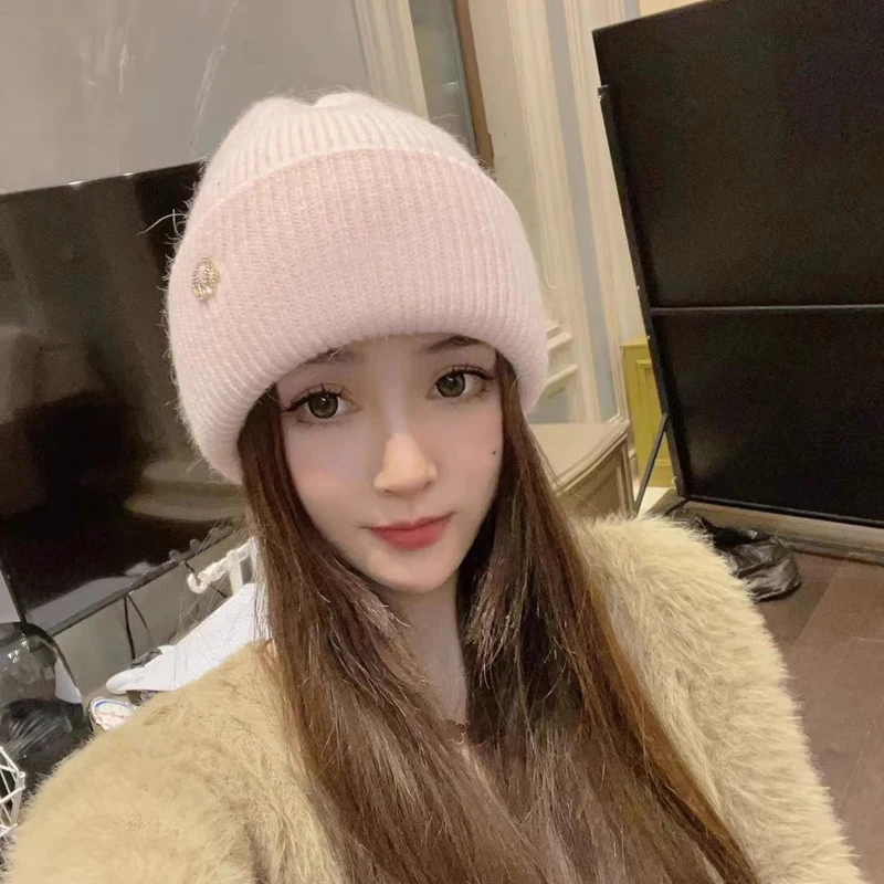 2024 Rabbit Fur Beanies Soft Warm Fluffy Winter Hat for Women Angora Knitted Hat Skullies Beanies Female Bonnet Woman Knit Cap