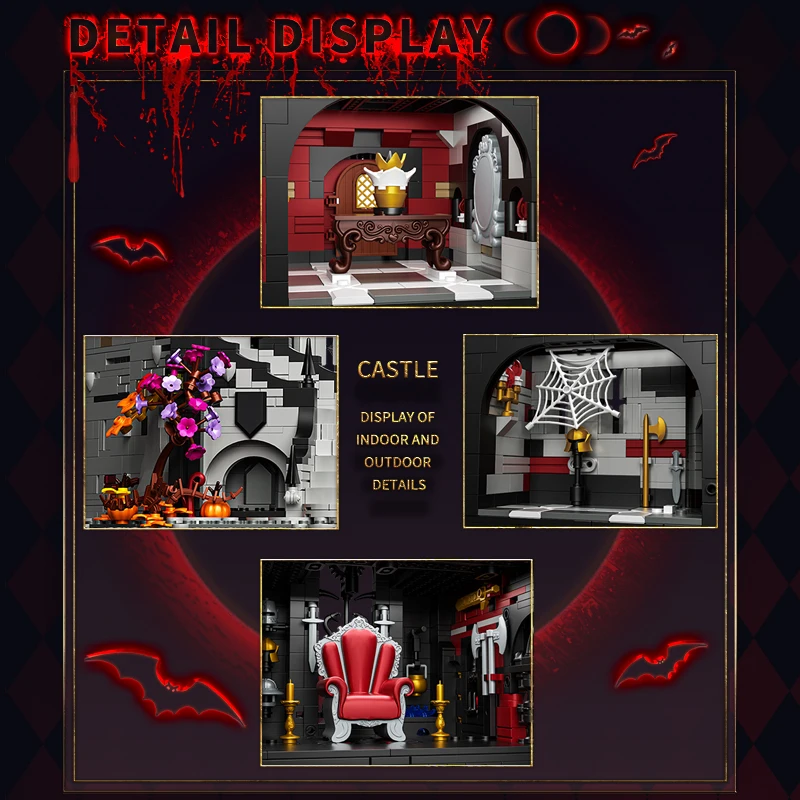 3540+Pcs European Vampire Castle Building Block Model | Large Size Castle Model Building Block Set | DIY Home Furnishings and Decorations | Halloween Christmas Gifts