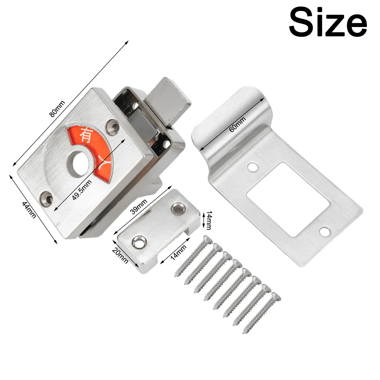 Aluminum Alloy Restroom Stall Lock With Red Green Indicator For Occupancy Signaling In Hospitals Shopping Centers