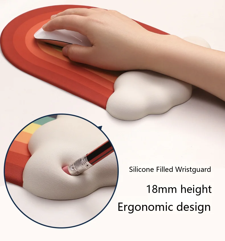 Cloud Rainbow Silikon-Handgelenkauflage Mauspad Ergonomische Schreibtischunterlage für Büro und Gaming 4 Farboptionen 2 Größen – Detail 4