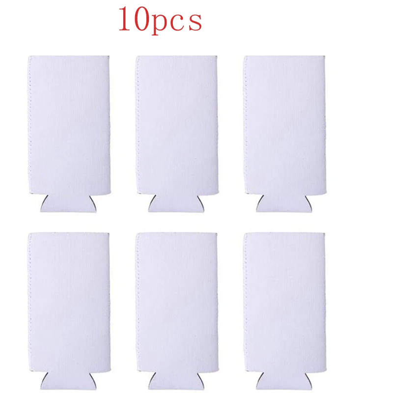 10pcs Sublimation DIY White Blank Slim Can Holder Neoprene Insulator Cooler Baseball Water Bottle Covers