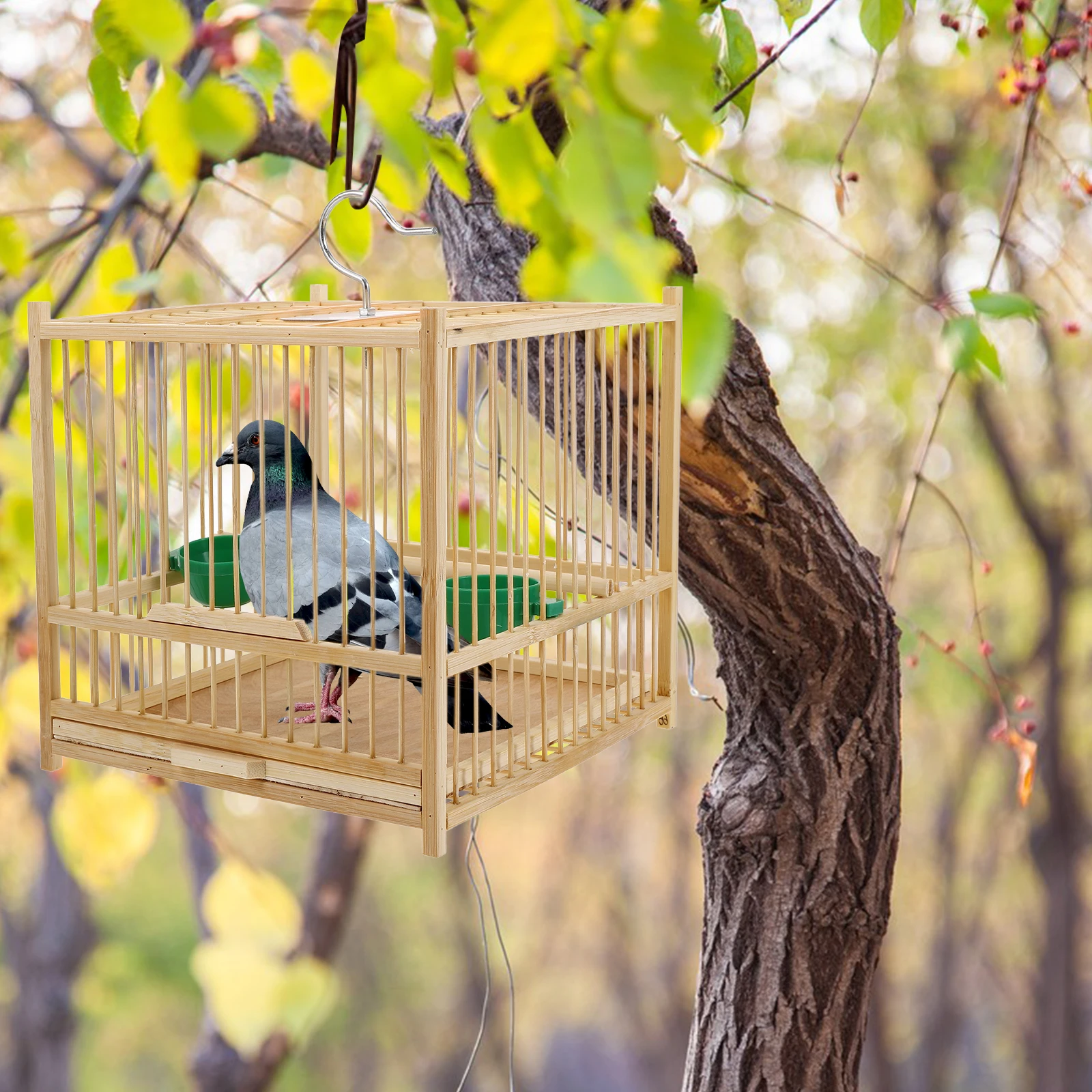 

1 set Bamboo Bird Cage For Small Birds Large Space Handmade Woven Cage Indoor Outdoor Pet Use Portable Feeding Carrier