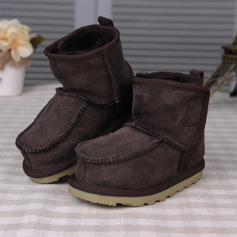 

Kids Wool Sheepskin Boots Children Girls Winter Fur Shoes Boy Velvet Snow Boots Infant Baby Toddler Leather Furry Boots Footwear
