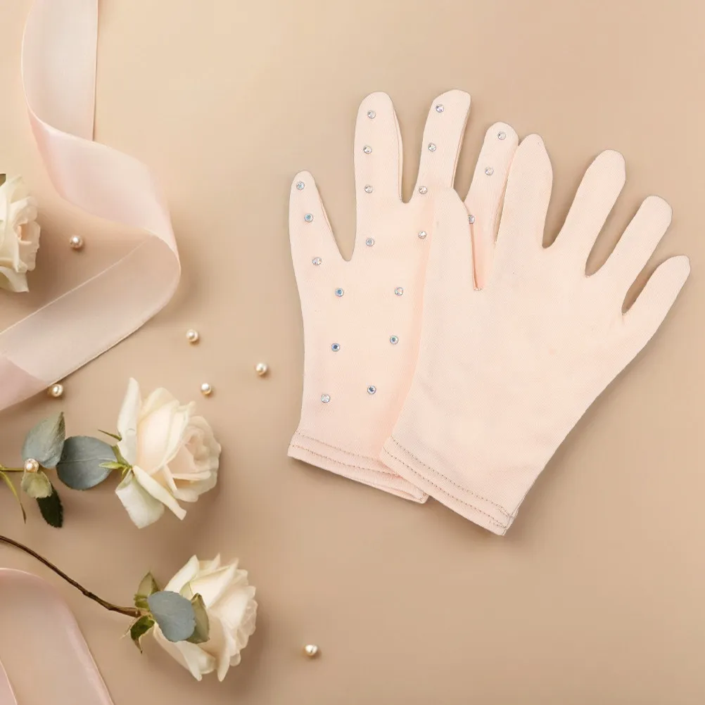 

1 Pair Women's Figure Skating Performance Rhinestone Gloves Stretch Comfortable Opaque Gloves for Ice Dance Stage