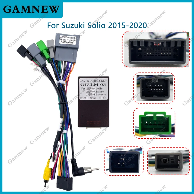 Car 16pin Wiring Harness Adapter Android Radio Power Cable For Suzuki Solio Baleno S-presso 2022+