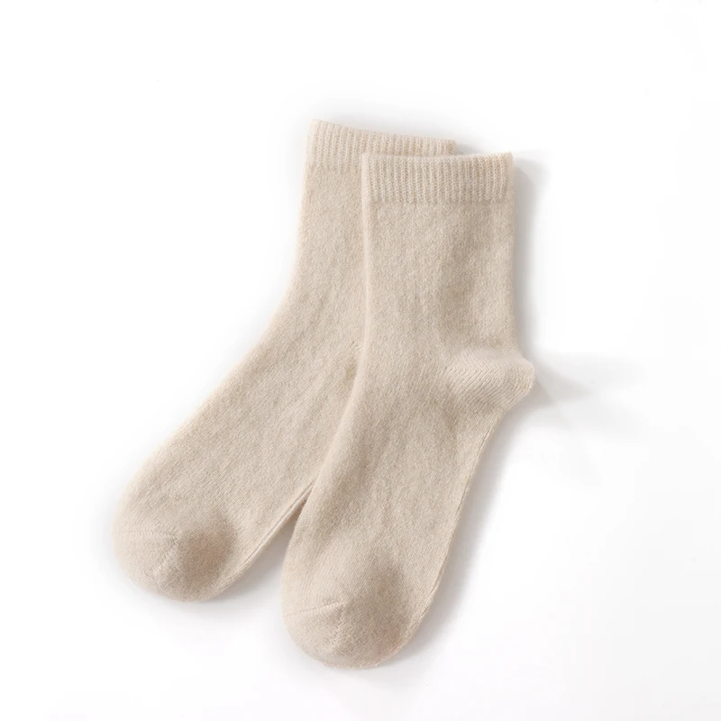 100% Cashmere Socks Women's Knitted Long Tube Socks High Elasticity Warm Straight Tube Socks Autumn Winter Mid Tube Sock