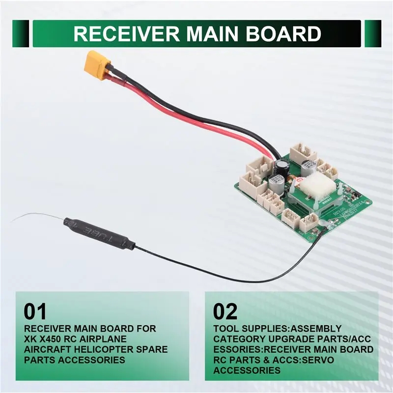 ABJL Receiver Main Board for Wltoys XK X450 RC Airplane Aircraft, Spare Parts Accessories, Green, Composite Material 5