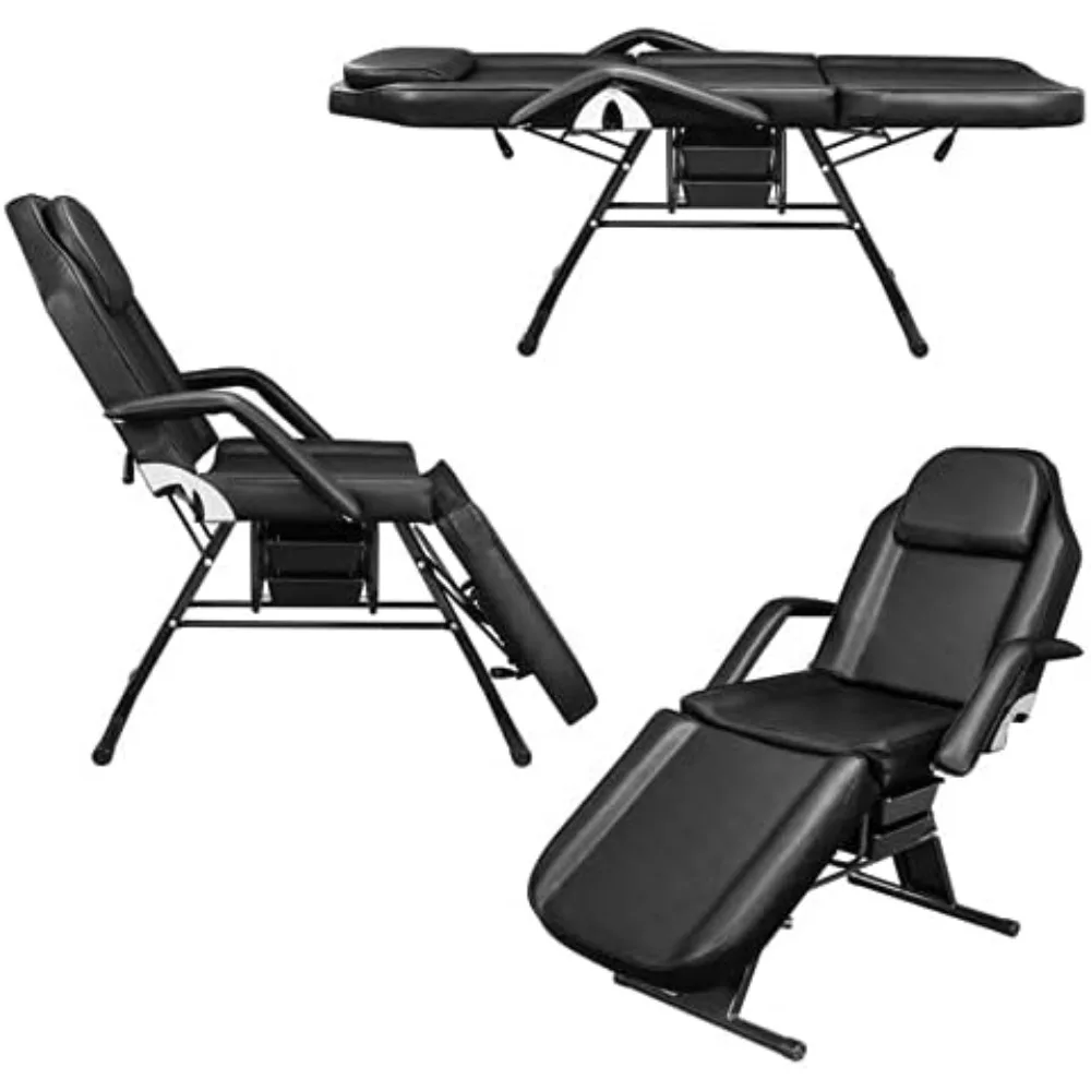 Massage Salon Tattoo Chair Esthetician Bed with Beauty Basket, Professional Tattoo Table Salon Spa Equipment for Facial Spa