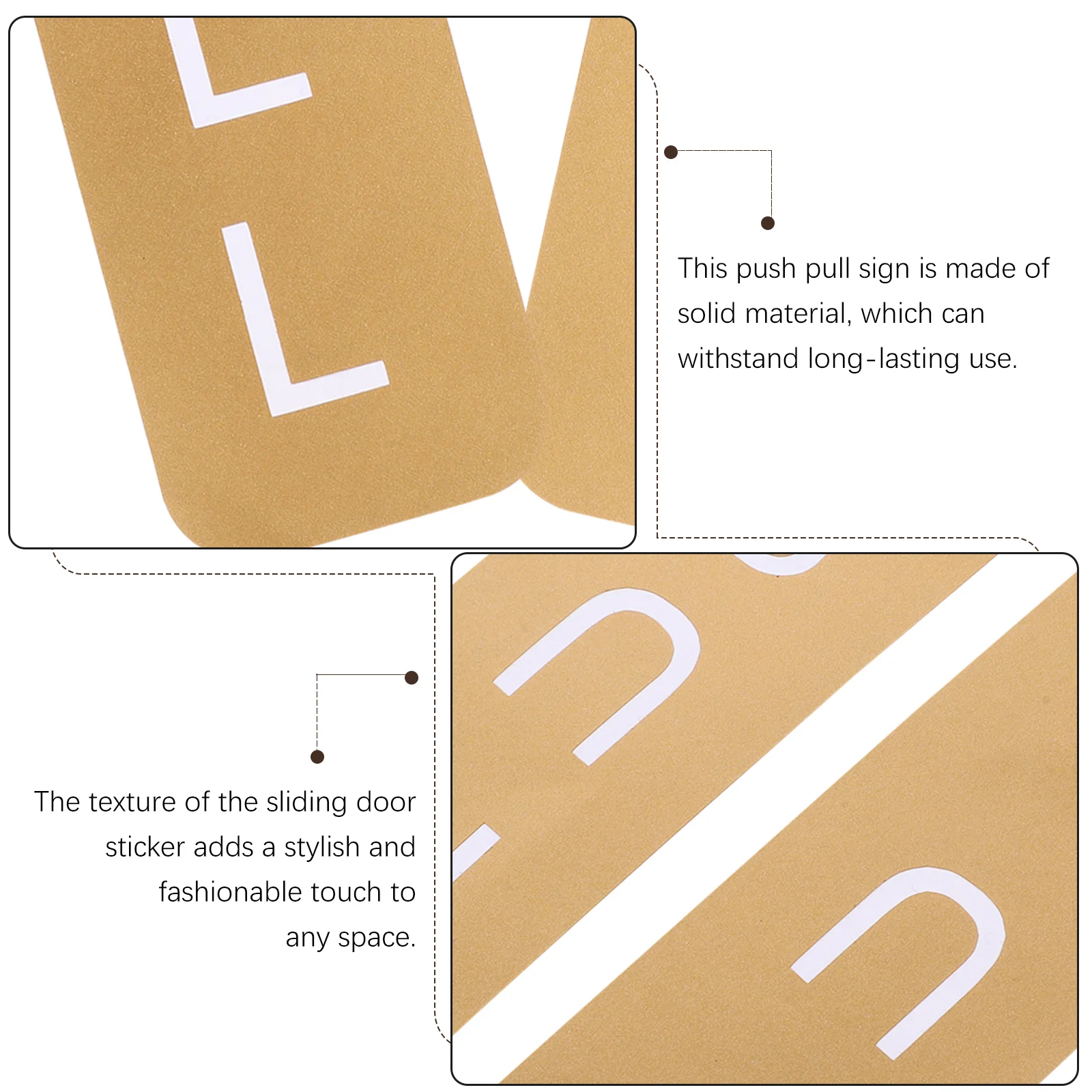 Gold Sliding Door Sticker Pull Push Stickers for Home Sticky Decal Signs Office Adhesive