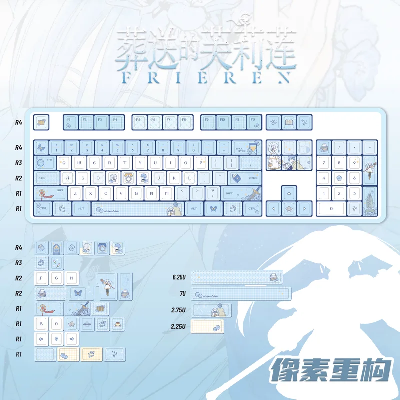 Frieren Anime Frieren: Beyond Journey'S End Full Set Heat Sublimation Fit 68/87/108key Replace Custom Mechanical Keyboard Suite