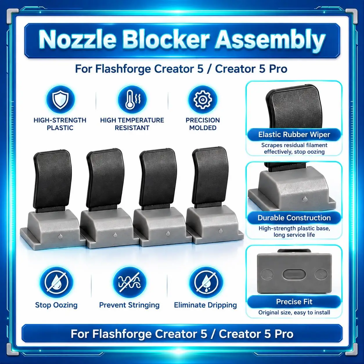 Nozzle Blocker Assembly Tool-Changing Nozzle Wiper Dock Replacement Spare Parts For Flashforge Creator 5 / Creator 5 Pro