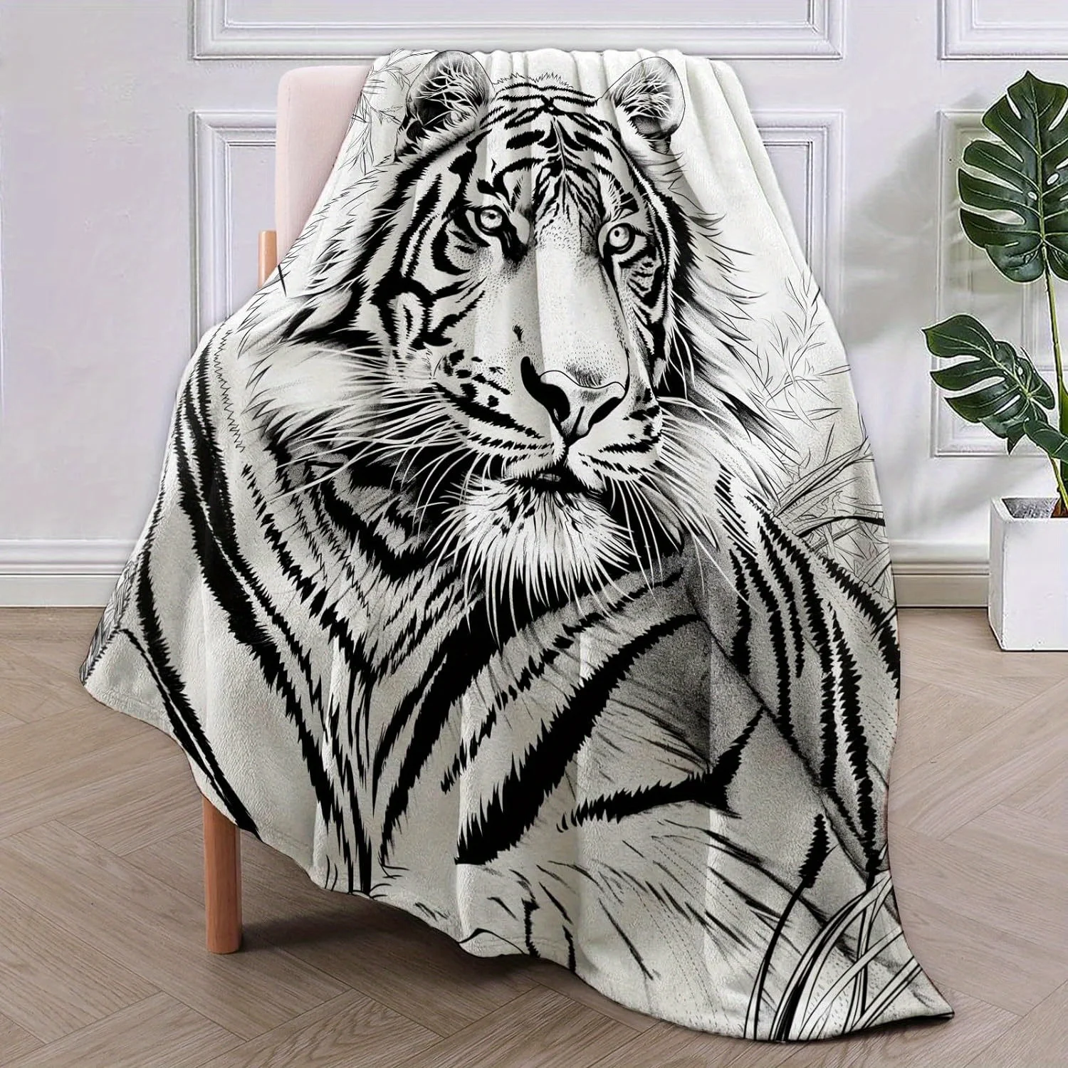 Ultra-Soft Tiger Print Flannel Throw Blanket - Versatile, Warm & Cozy for Couch, Bed, Office, and Travel - Perfect All-Season Gi