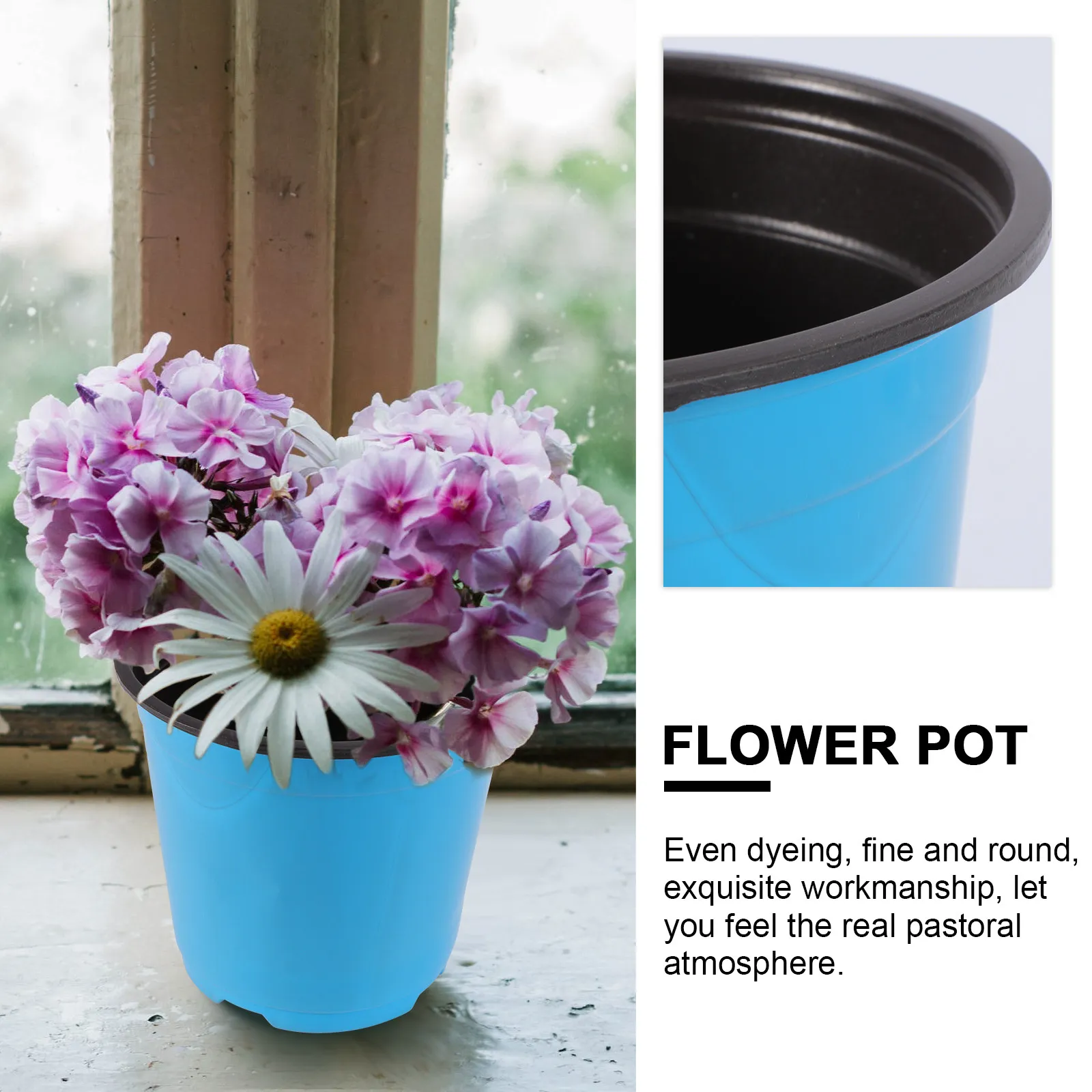 Large Round Plastic Flower Pot 5 Gallon Thickened Wear Resistant Garden Balcony Office Restaurant Decor Planter for Roses Trees