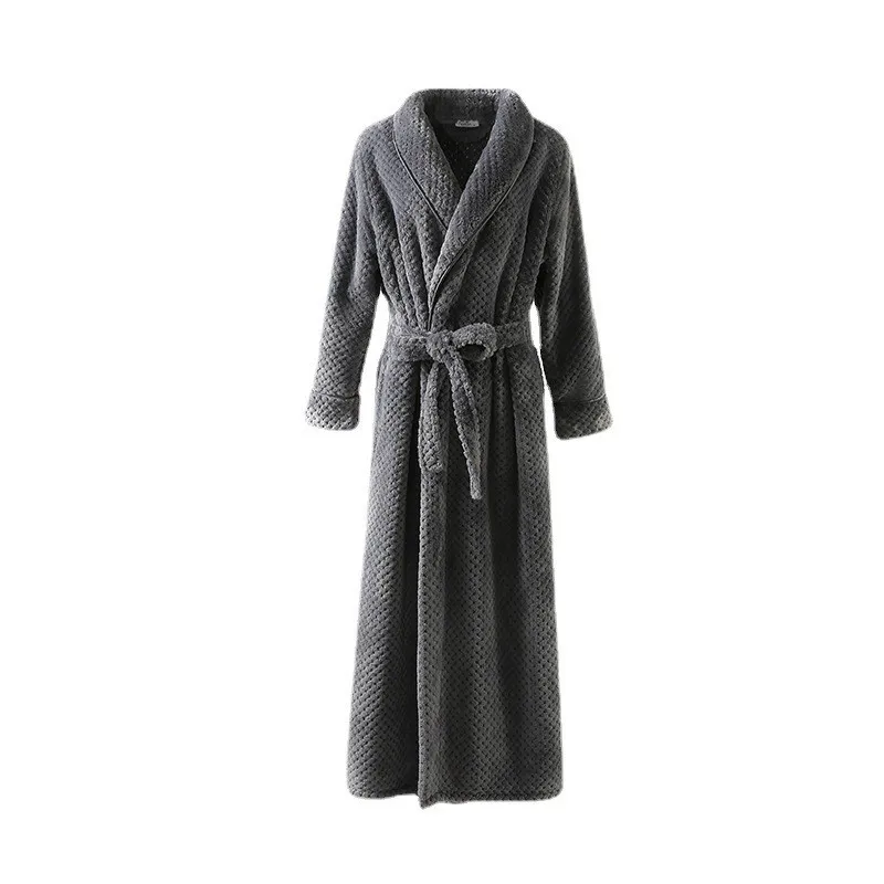 Autumn Winter Ladies Nightgown Warm Coral Velvet Long Style European American Women\'s Flannel Bathrobe Plus-down Thickening